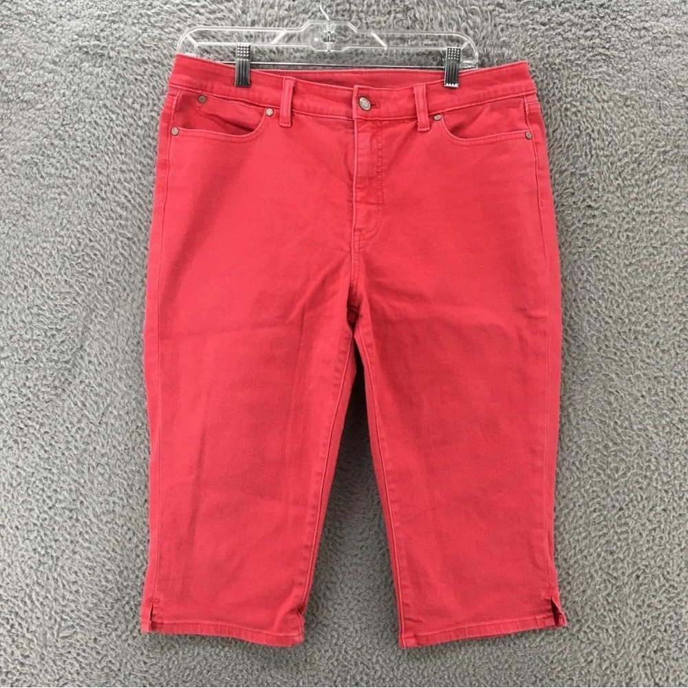Talbots Flawless Pedal Pusher Pants Womens 8P Red Mid Rise 5 Pockets Zip Fly